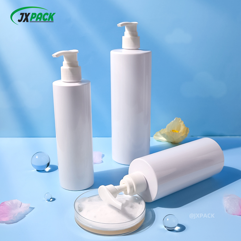 Экологически чистая цилиндрическая бутылка лосьона для тела объемом 400 мл с насосом
